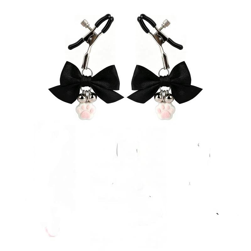 Women Accessories Combo - ที่หนีบหัวนมแบบพกพาพร้อมโบว์ตกแต่ง 1 คู่ ปรับได้ ของเล่นเซ็กส์สำหรับผู้หญิง คู่รัก