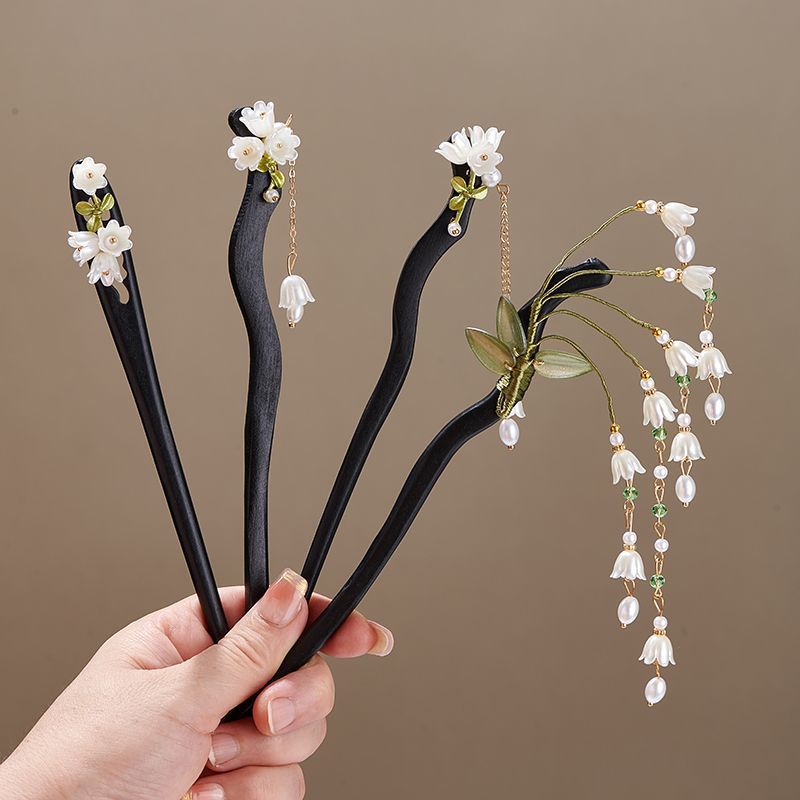 Women'S Formal Accessories - กิ๊บติดผมลายดอกลิลลี่ออฟเดอะแวลลีย์ 1 ชิ้น สไตล์เรโทร ทำจากไม้ประดับพู่ห้อย สำหรับชุดฮั่นฝูจีน