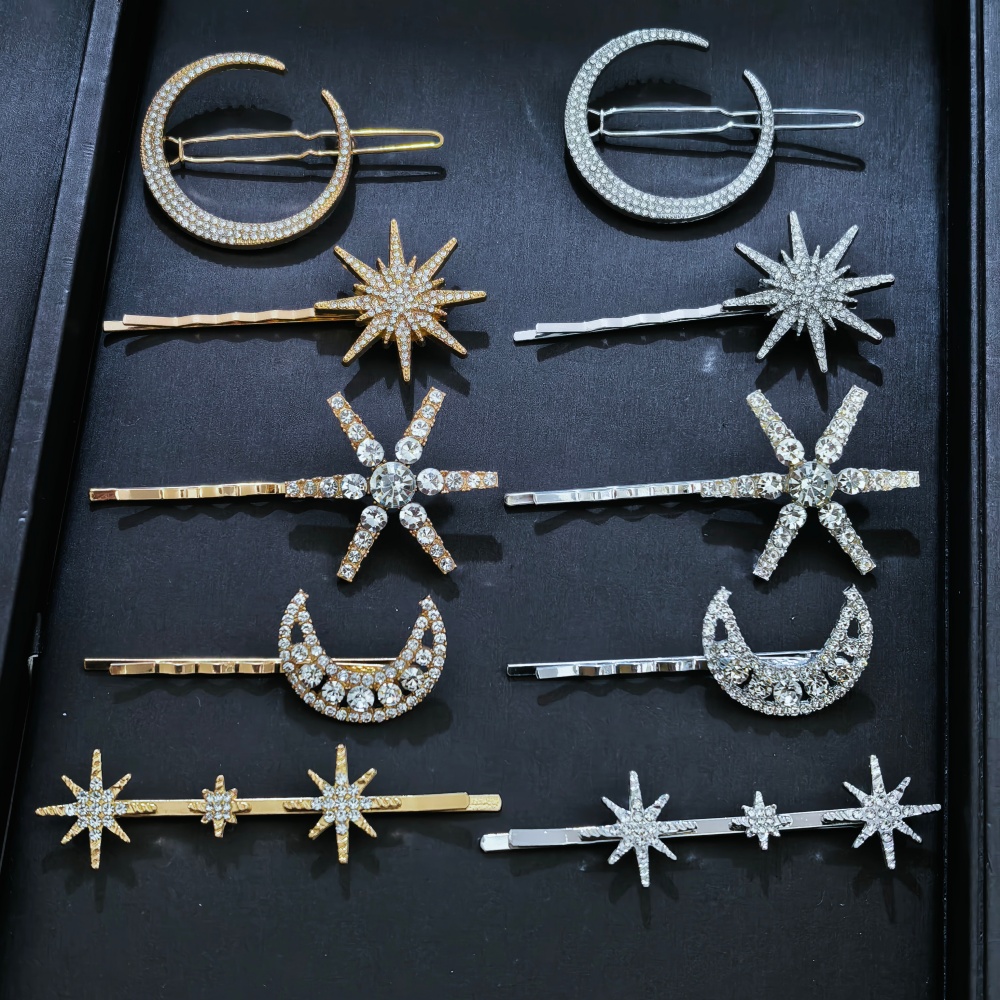 Women Accessories On Sale - ชุดกิ๊บติดผมรูปดาวคริสตัล 3/4 ชิ้น สำหรับผู้หญิงและเด็กผู้หญิง กิ๊บโลหะหรูหราสำหรับผู้หญิง เครื่องประดับผมสำหรับงานแต่งงาน