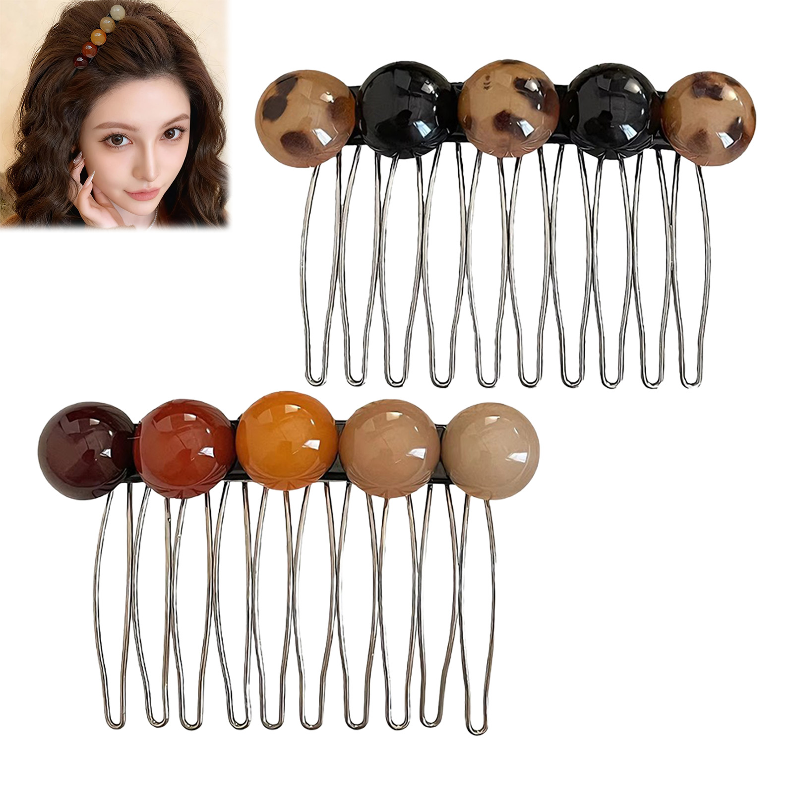 Women Accessories On Sale - กิ๊บติดผมแบบเกาหลีประดับลูกปัดเรียบง่าย ขนาด 7 ซม. สำหรับผู้หญิง ดีไซน์ทันสมัย