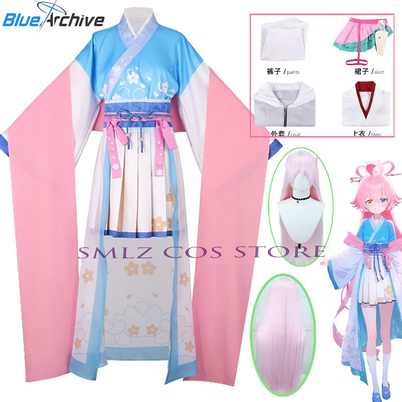 Women Accessories Products - เกมบลูอาร์ไคฟ ทาคานาชิ โฮชิโนะคอสเพลย์เครื่องแต่งกายผู้หญิงสีชมพูสีฟ้าชุดฮันฟูวิกผมชุดปาร์ตี้ฮาโลวีนชุดสำหรับสตรี