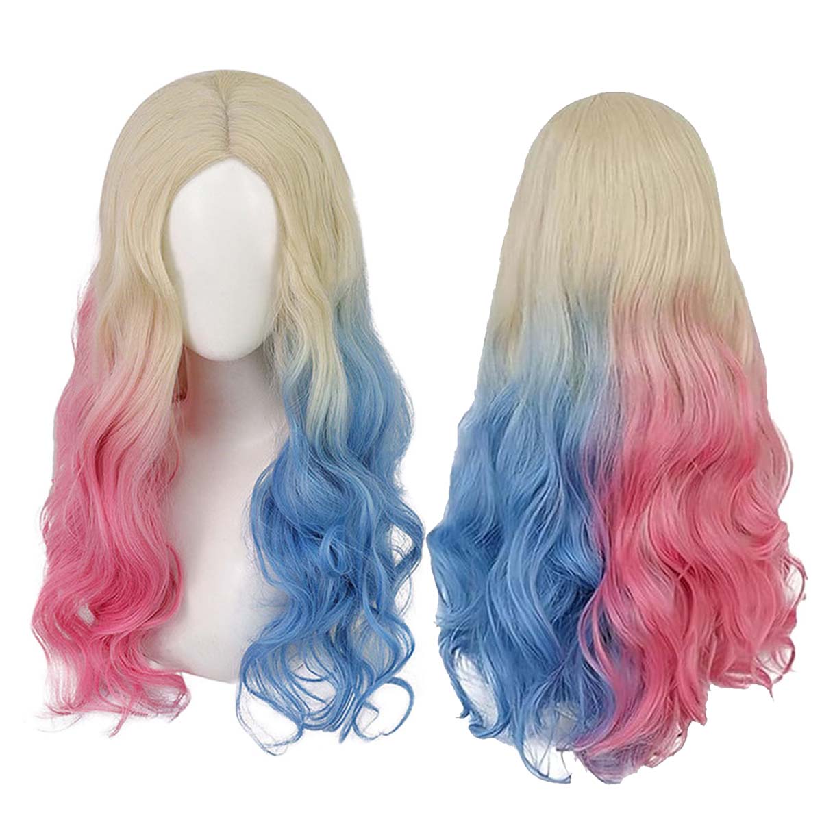 Women'S Harley Quinn Accessories - ผู้หญิงฮาโลวีนคาร์นิวัลคอสเพลย์ฮาร์ลีย์ ควินน์สีฟ้าสีชมพูวิกผมสังเคราะห์ลอนยาว